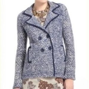 Anthropologie Angel Of The North Knit Wool Paisley Sweater Blazer